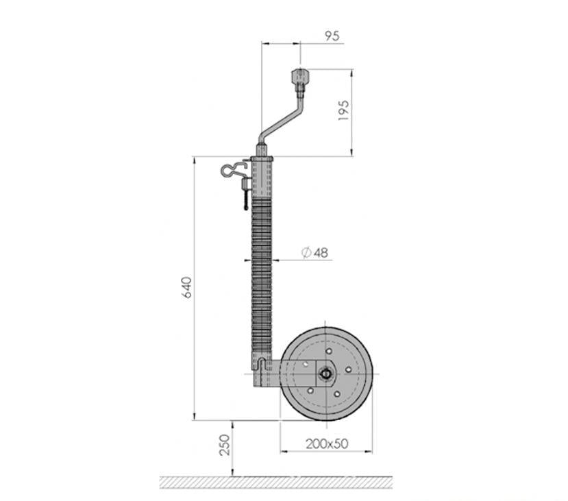 Knott 300 kg 48 mm Krikolu Ön Destek Tekeri Anti-slip