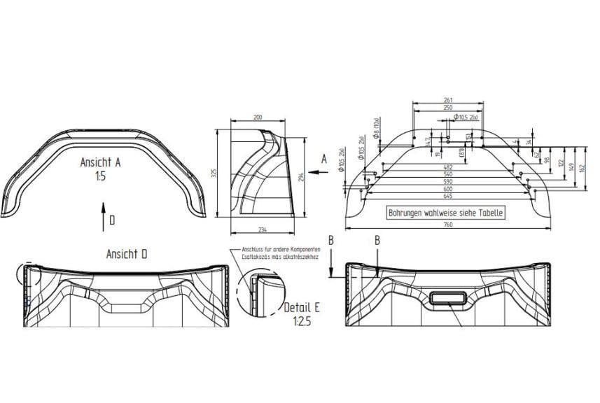 Knott Plastik Römork Çamurluğu 220 mm