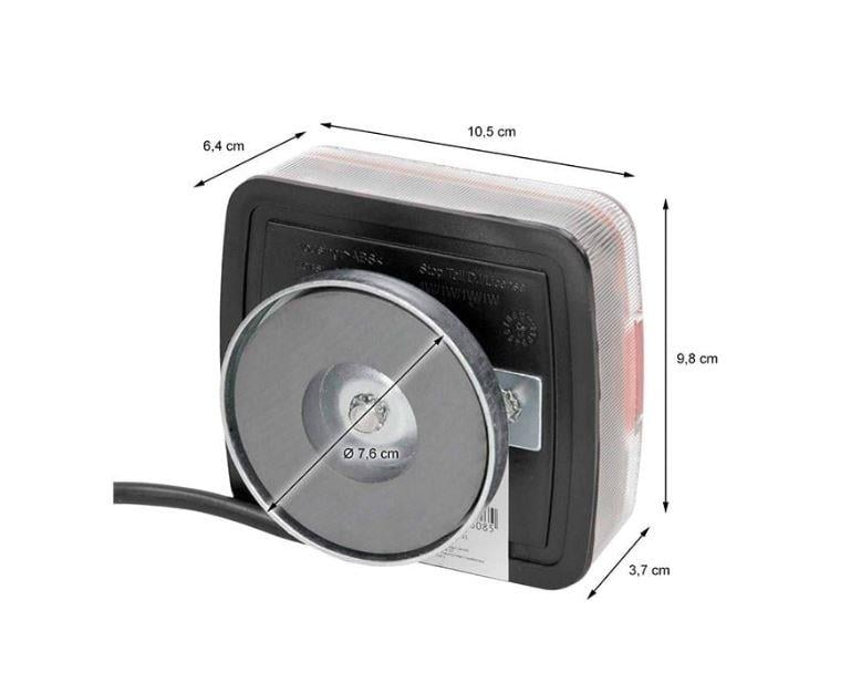 Mıknatıslı Led Römork Stop Lambası Seti 7 Pin Soketli 12v
