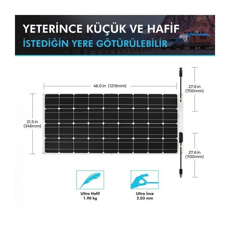 Renogy Güneş Paneli 100 Watt 12V (Monokristal)