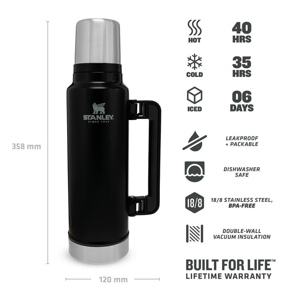 Stanley 1.4L Classic Legendary Bottle Matte Black - Efsane Stanley Termos Siyah