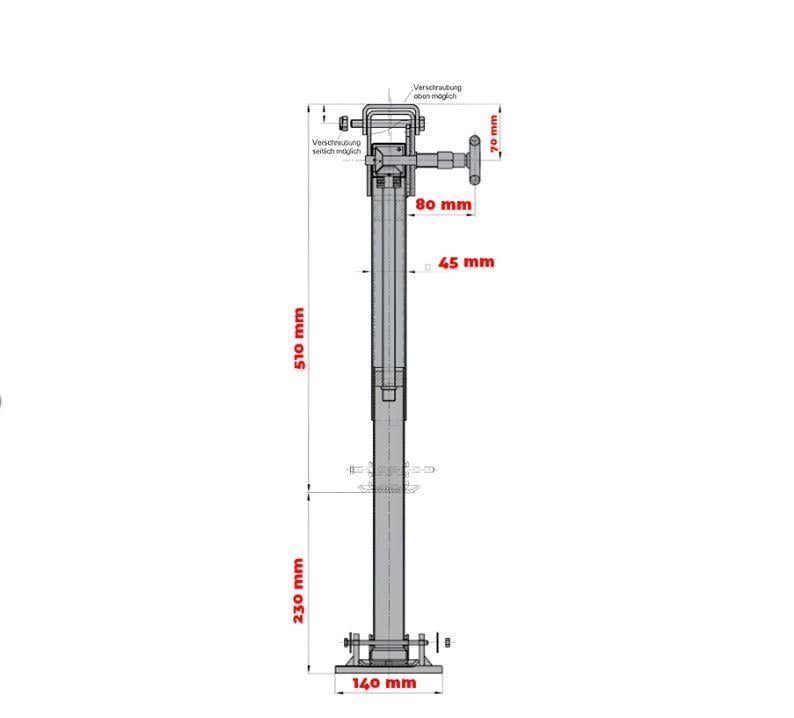 SUGA 45 Derece Dönebilir Destek Pivot Ayak 500 KG 510MM-740MM