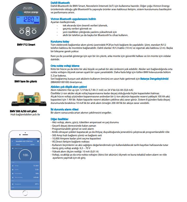 Victron BMV 712 Karavan Akü İzleme Monitörü & Shunt