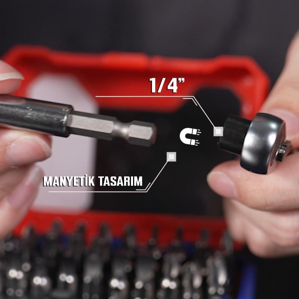 WORKPRO WP200534 32 Parça 1/4'’ Profesyonel Mini Cırcır Lokma Kollu Bits Vidalama Seti