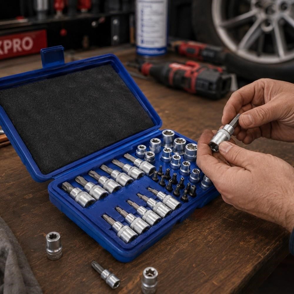 WORKPRO WP202595 3/8'’ CR-V 34 Parça Ağır Hizmet Torx Lokma Takımı (E/T Serisi)