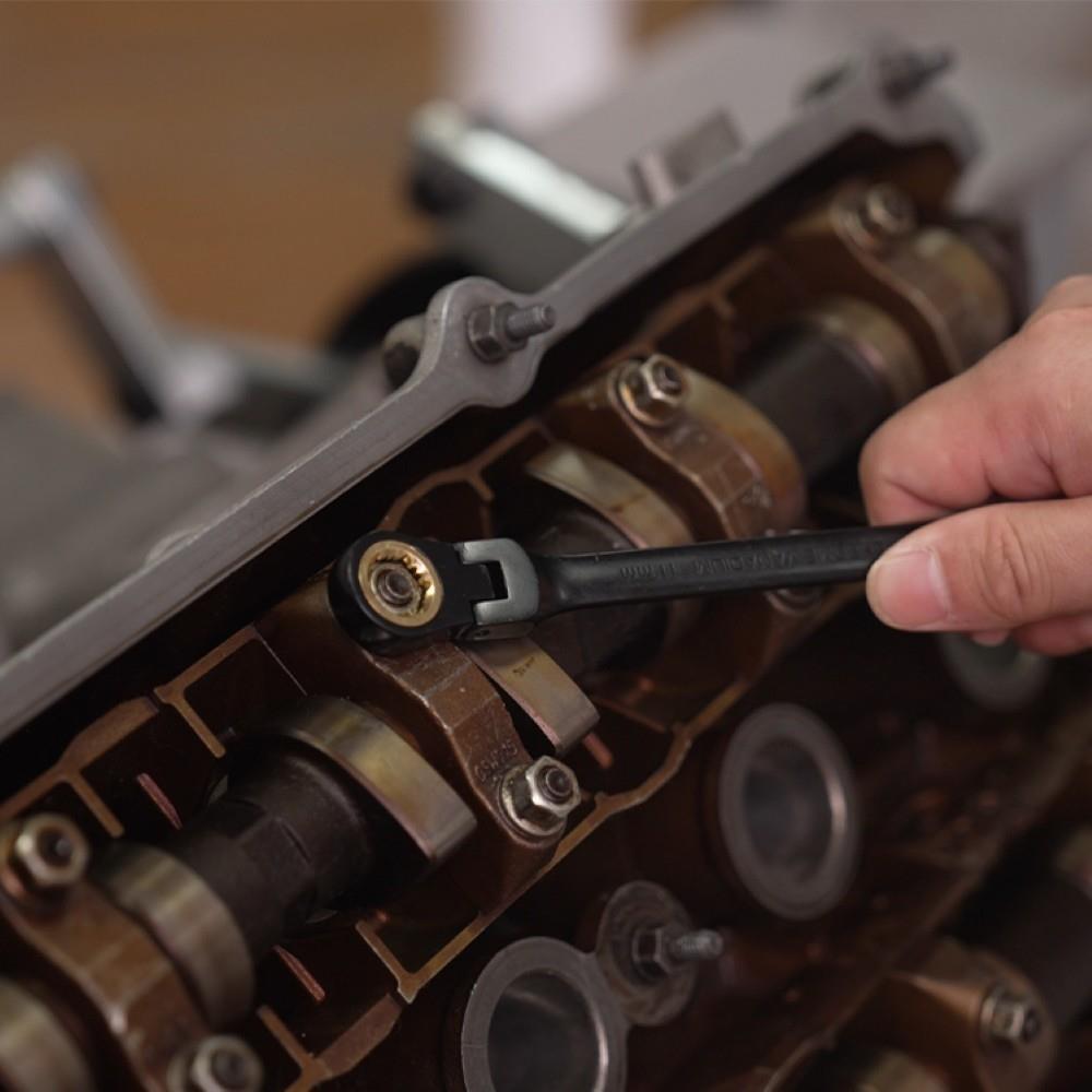 WORKPRO WP202603 8-17mm 8 Parça CR-V Profesyonel Mafsallı Cırcır Kombine Anahtar Takımı + Bez Taşıma Kılıfı