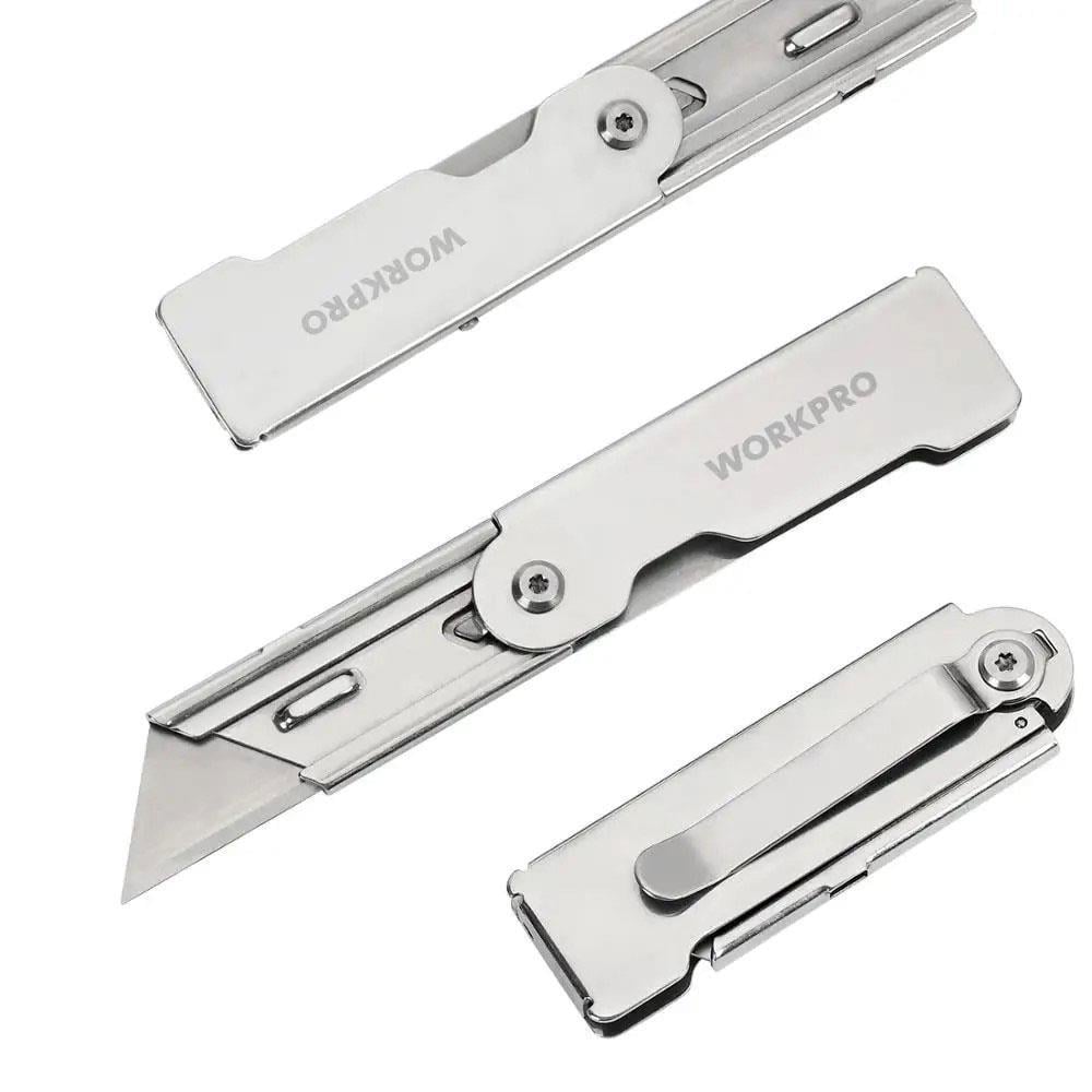 WORKPRO WP211016 Paslanmaz Çelik Gövde Katlanır Rötuş Maket Bıçağı
