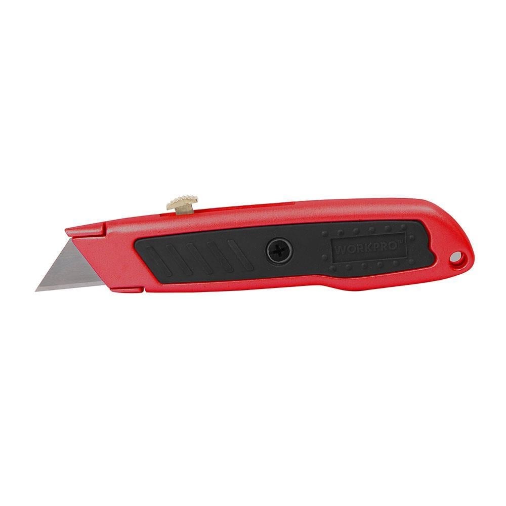 WORKPRO WP213005 Alüminyum Gövde Geri Çekilebilir Rötuş Maket Bıçağı + 3 Adet Yedek Bıçak