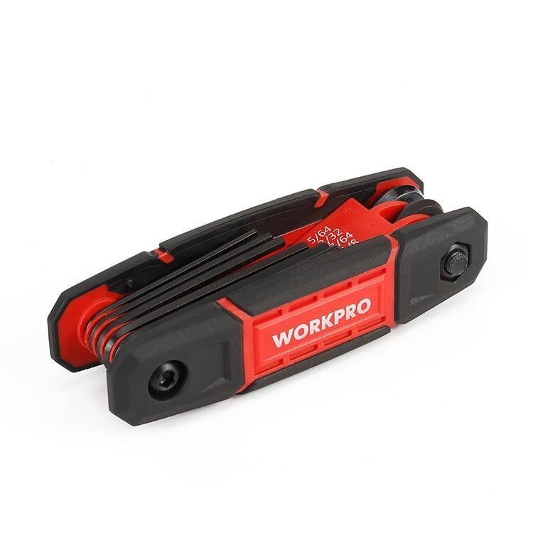 WORKPRO WP222029 9 Parça CR-V İnç Çakı Tipi Profesyonel Allen Anahtar Takımı