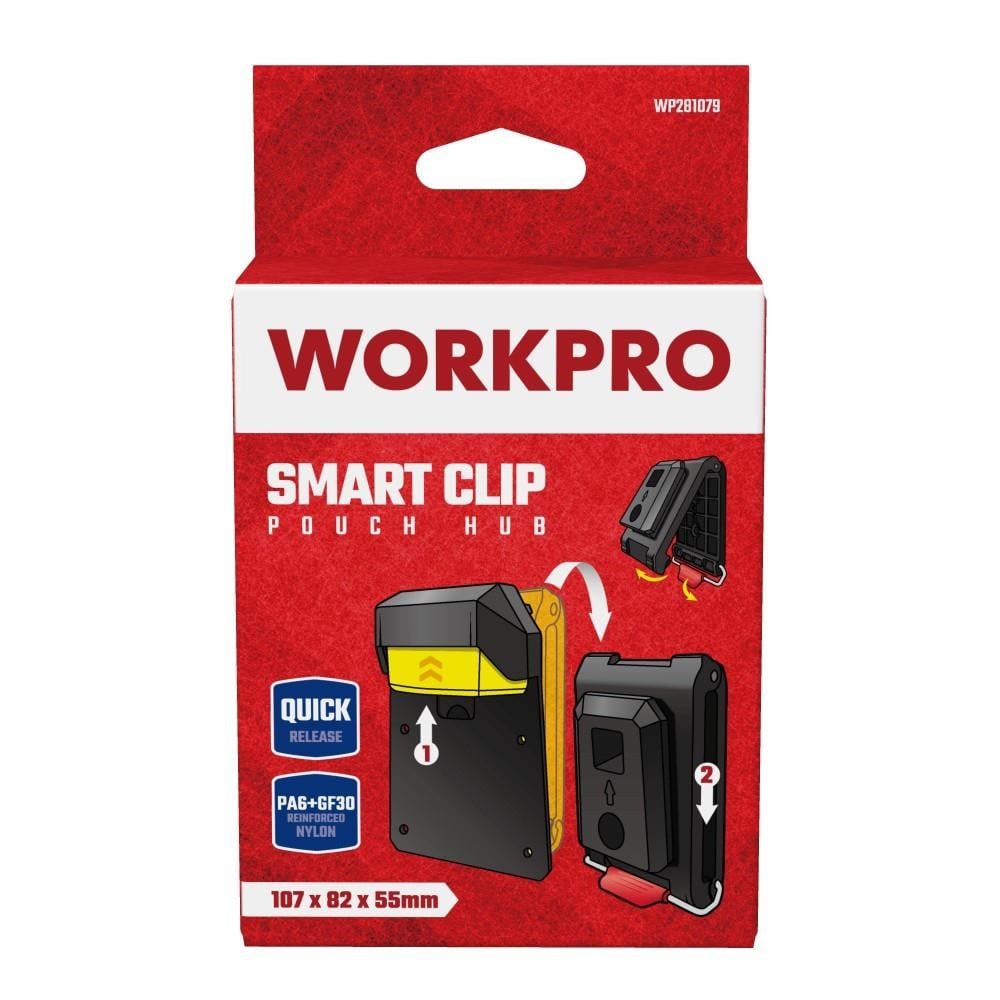 WORKPRO WP281079 Smart Clip Bel Tipi Alet Çantası Hızlı Tak-Çıkar Kemer Klipsi + Çanta Bağlantı Adaptörü