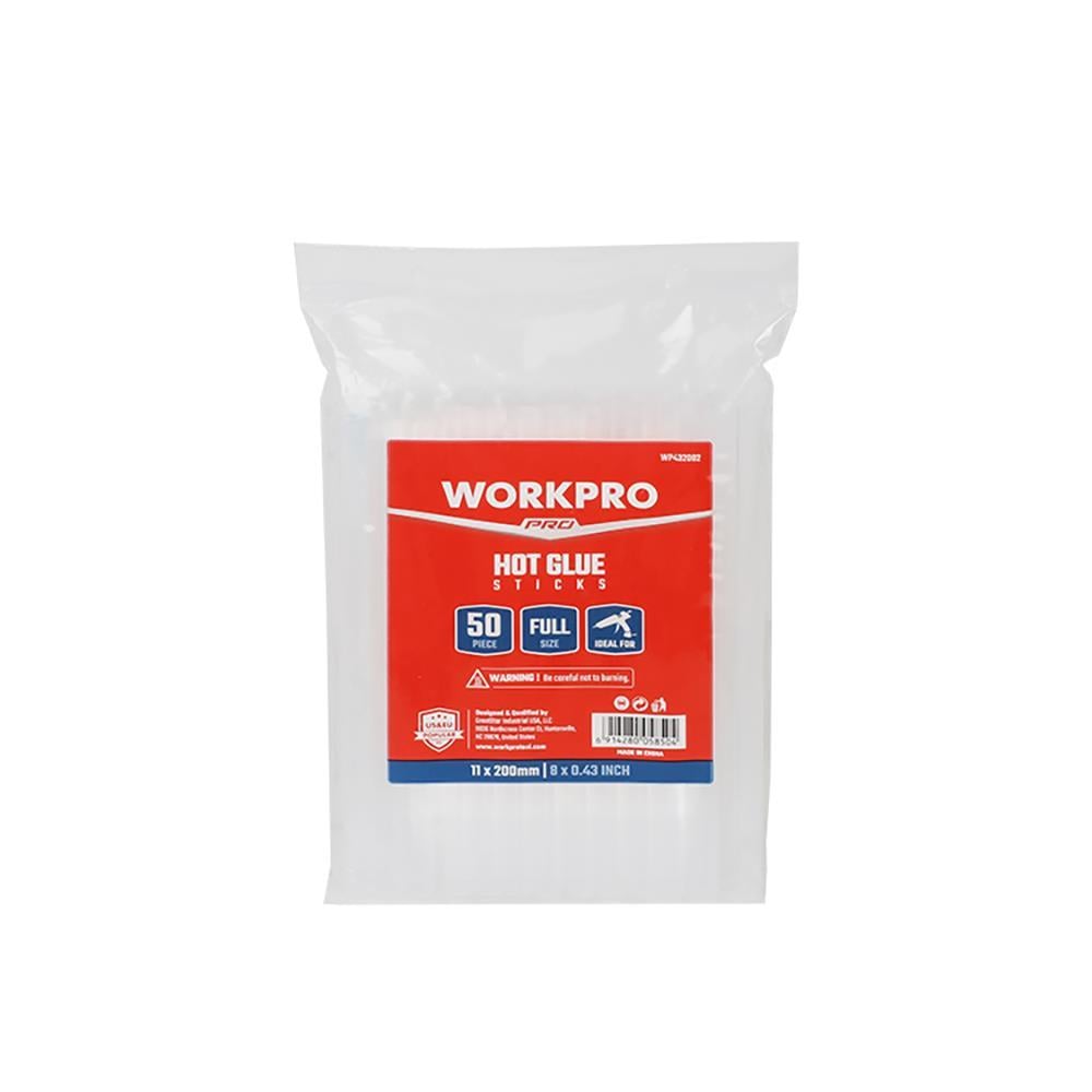 WORKPRO WP432002 11x200mm Sıcak Silikon Tabancası İçin 50 Adet Şeffaf Yedek Silikon/Mum