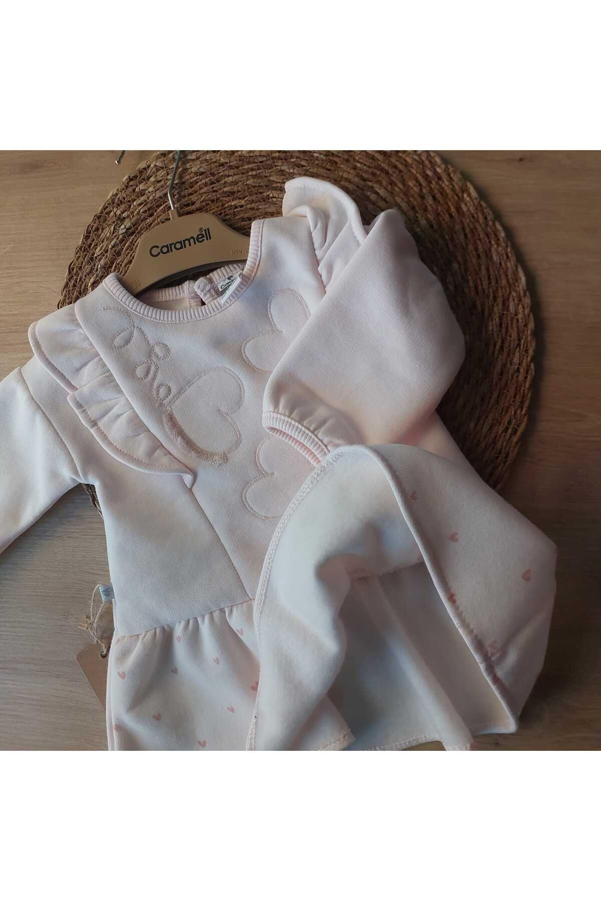 1-3 Aylık 56-62 Cm Kışlık %100 Pamuk Dışı Penye İçi Polar Bebek Çocuk Elbise