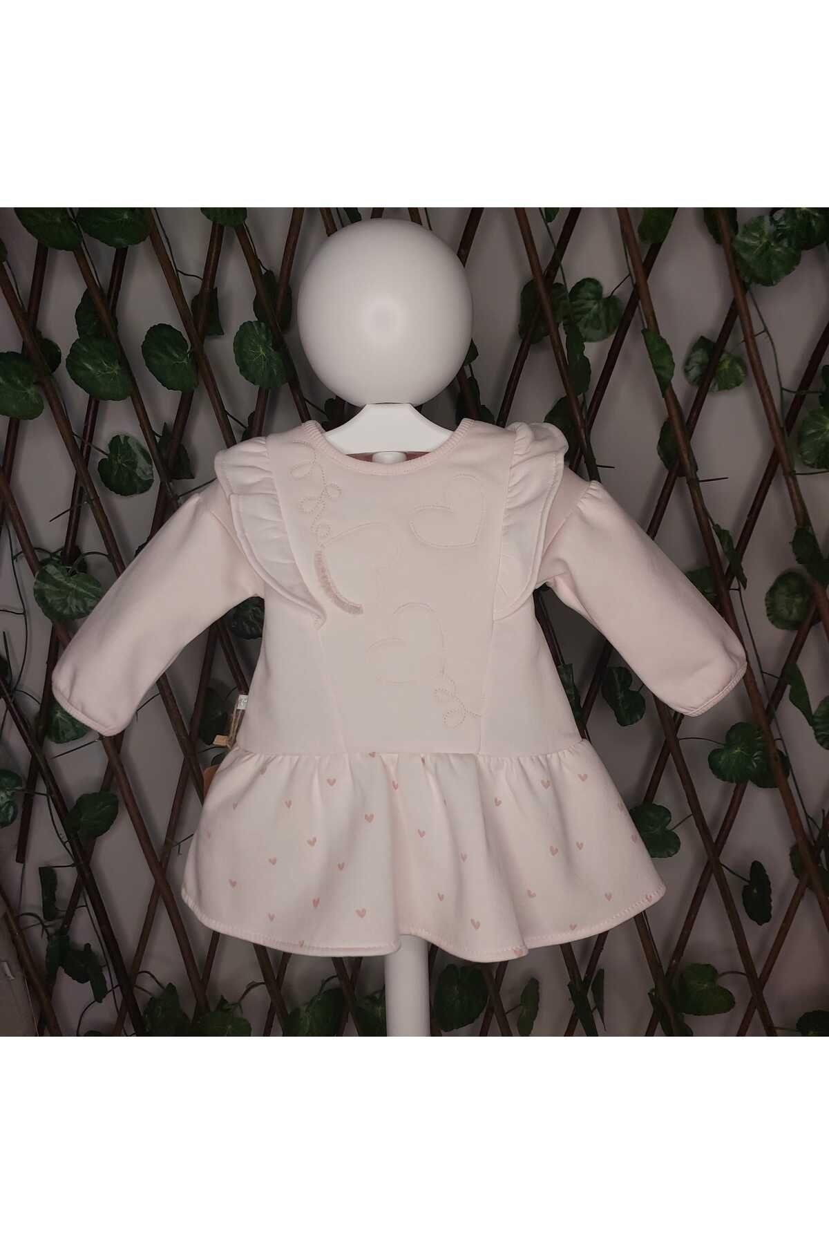 1-3 Aylık 56-62 Cm Kışlık %100 Pamuk Dışı Penye İçi Polar Bebek Çocuk Elbise