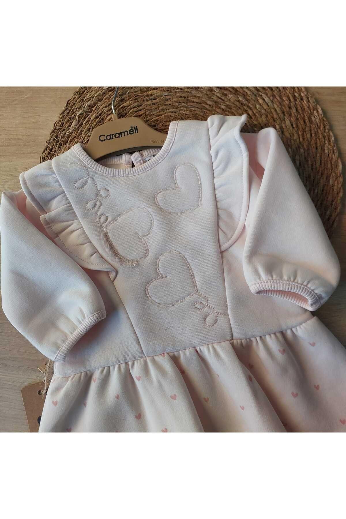 1-3 Aylık 56-62 Cm Kışlık %100 Pamuk Dışı Penye İçi Polar Bebek Çocuk Elbise
