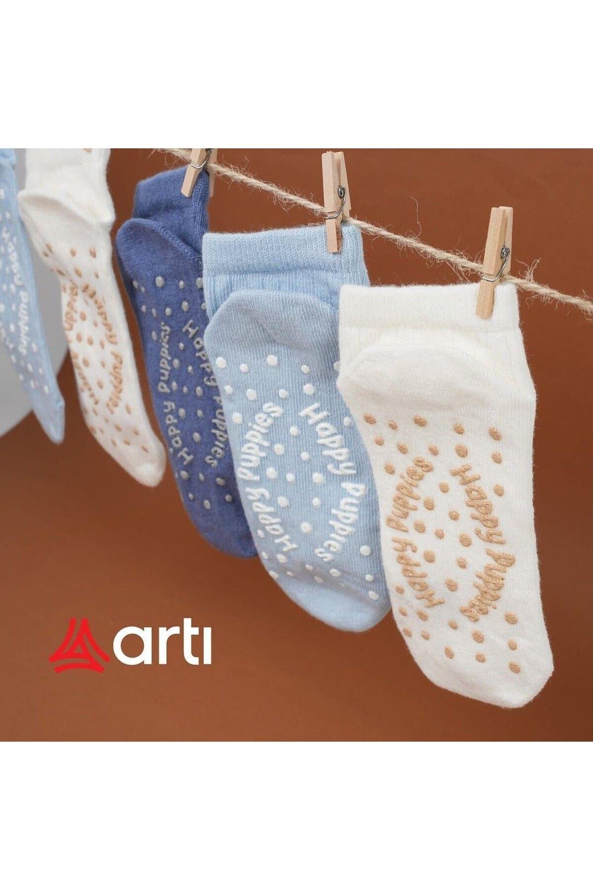 3 Adet Erkek Çocuk Köpüş Desenli Patik Çorap