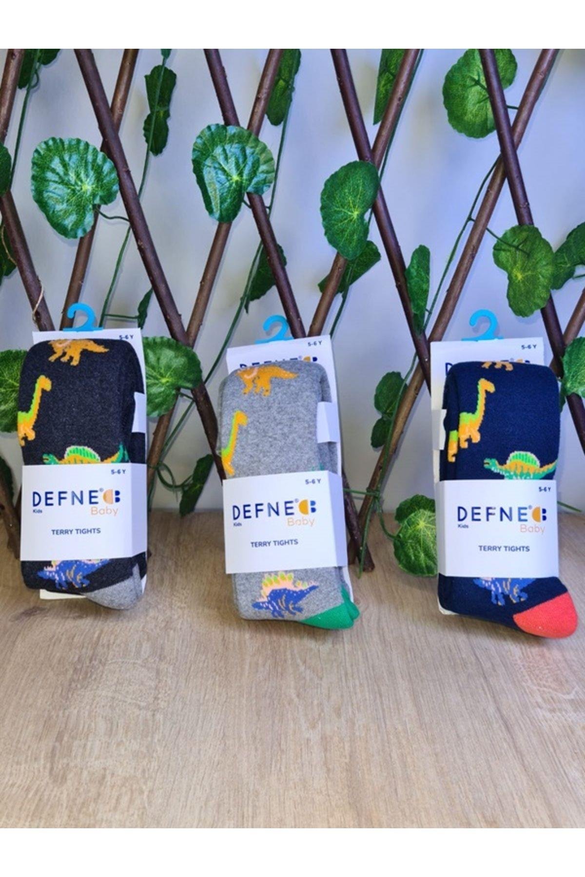 3 Adet Pamuklu Erkek Dinazor Desenli Çocuk Ve Bebek Külotlu Çorap