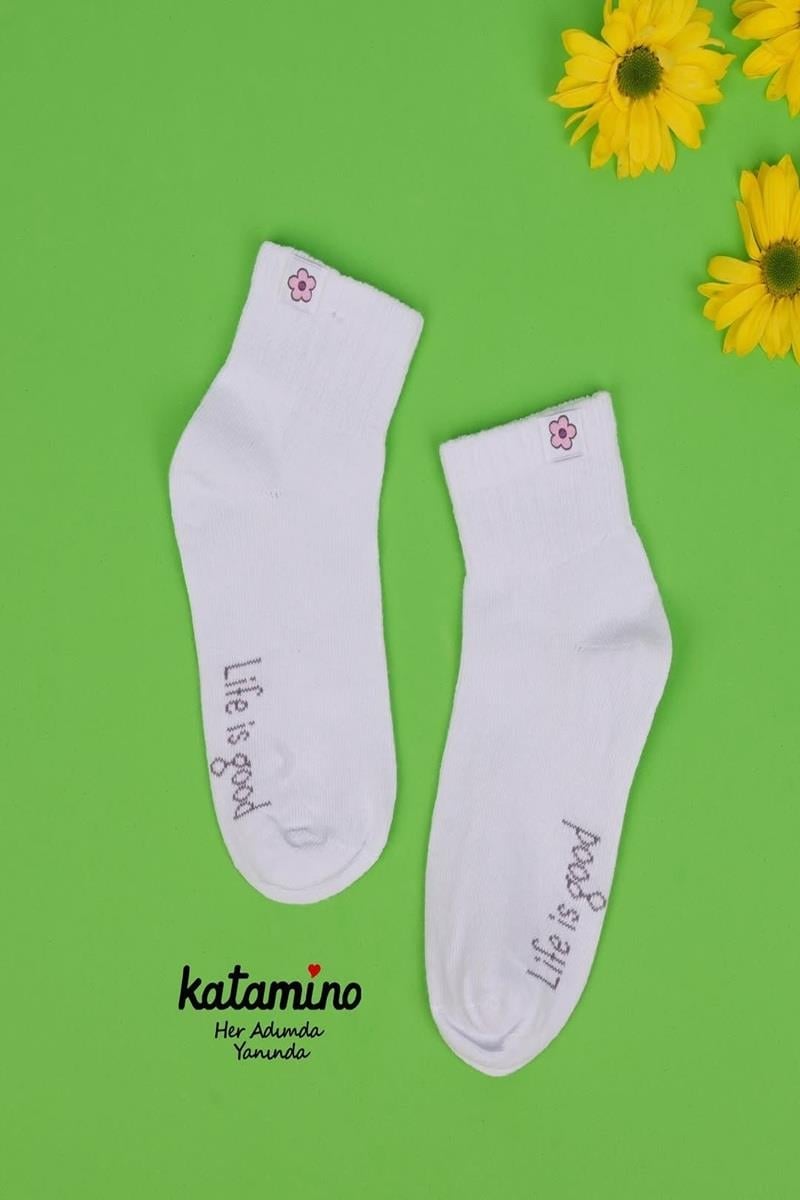 3'lü Kız Çocuk Basic Bej Pembe Beyaz Soket Çorap