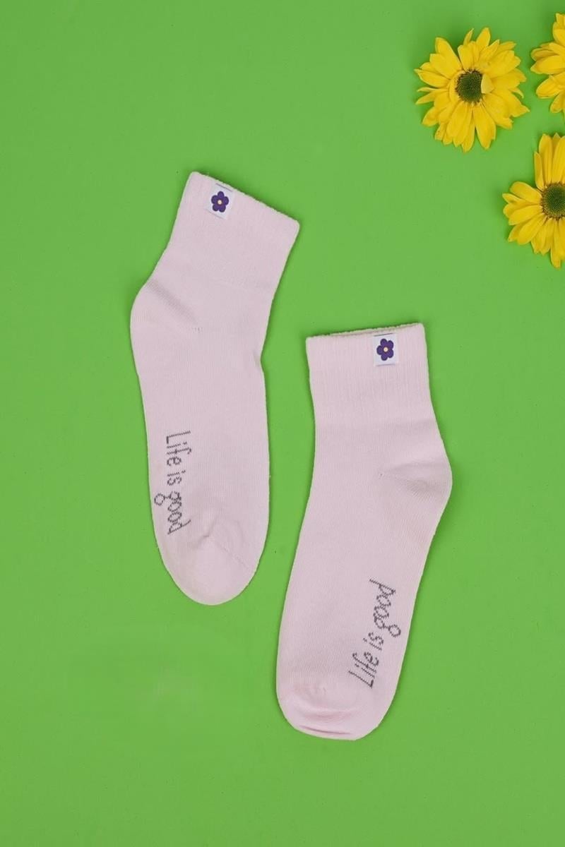 3'lü Kız Çocuk Basic Bej Pembe Beyaz Soket Çorap