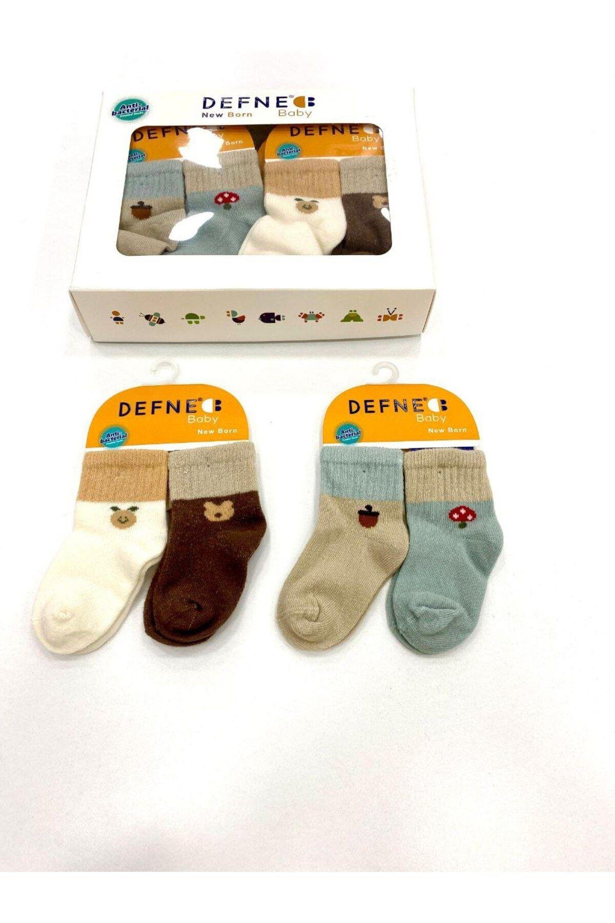4 Çift Pamuklu New Born Yenidoğan Antibacterial Unısex Bebek Çorap