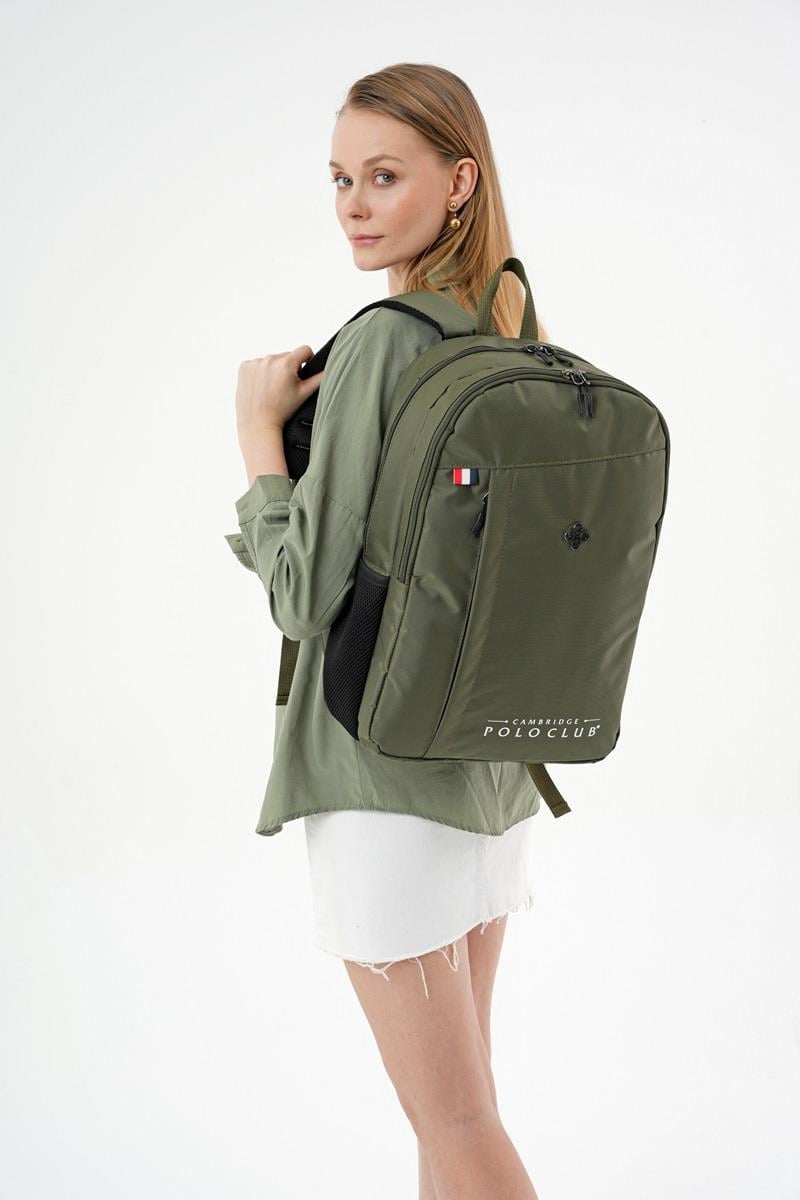 Cambridge Polo Club Hafif Su Geçirmez Günlük Sırt Çantası - Okul Çantası Haki