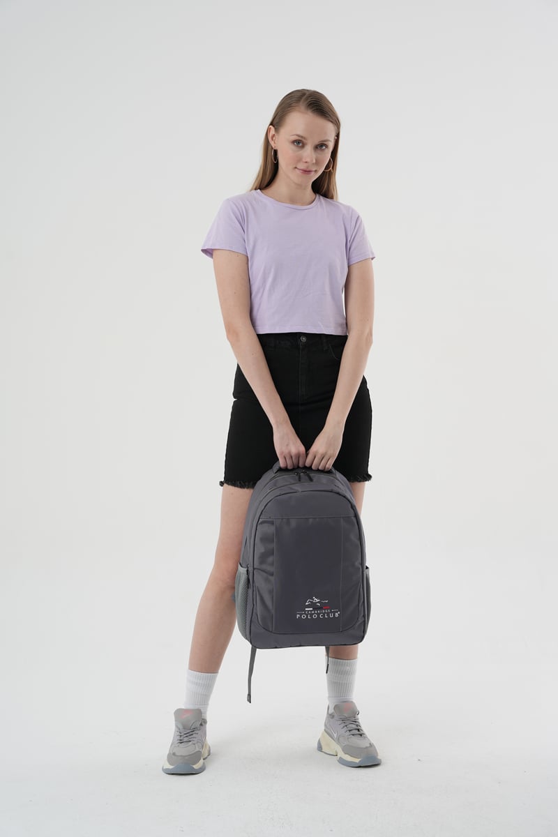 Cambridge Polo Club Unisex Çok Gözlü Günlük Sırt Çantası - Okul Çantası Gri