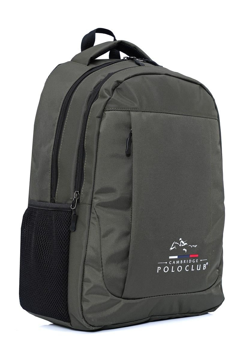 Cambridge Polo Club Unisex Çok Gözlü Günlük Sırt Çantası - Okul Çantası Haki