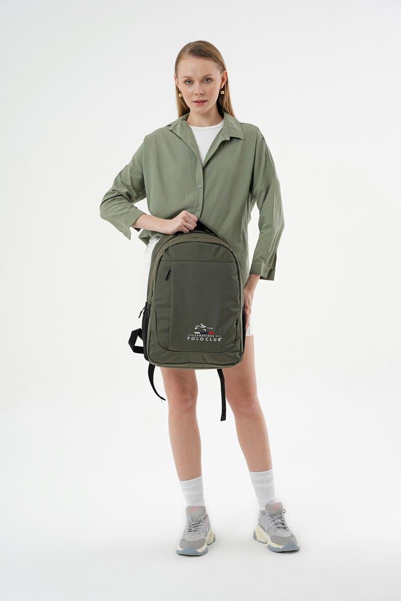 Cambridge Polo Club Unisex Çok Gözlü Günlük Sırt Çantası - Okul Çantası Haki