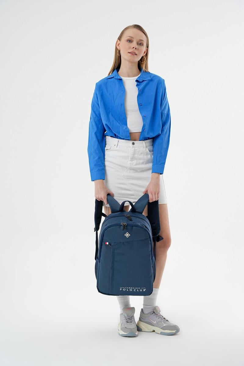 Cambridge Polo Club Unisex Çok Gözlü Günlük Sırt Çantası - Okul Çantası Lacivert