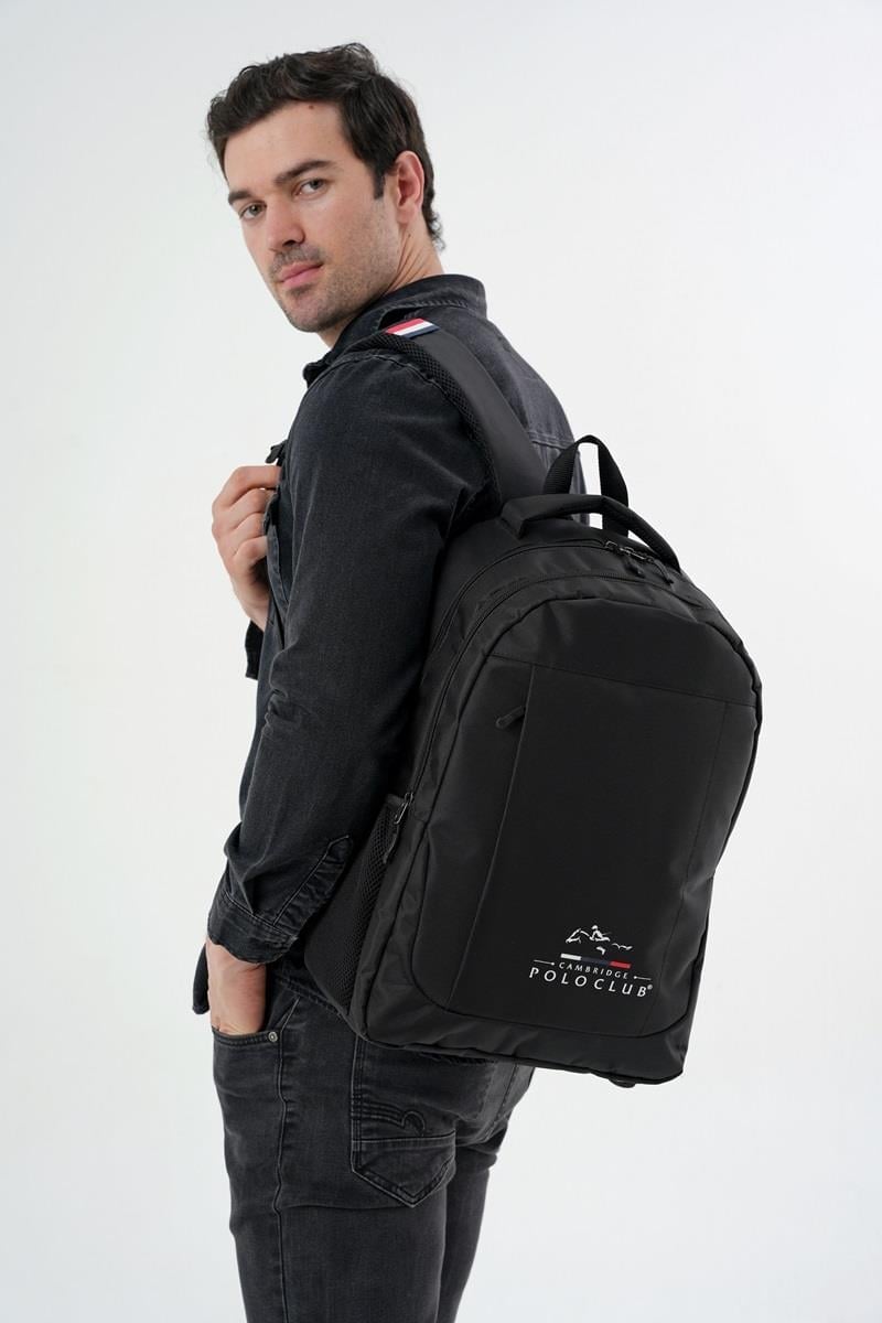 Cambridge Polo Club Unisex Çok Gözlü  Sırt Çantası - Okul Çantası Siyah