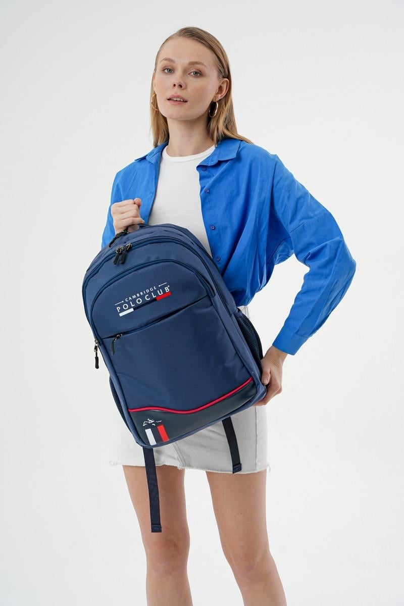 Cambridge Polo Club Unisex Şık Çok Gözlü Günlük Sırt Çantası - Okul Çantası Lacivert