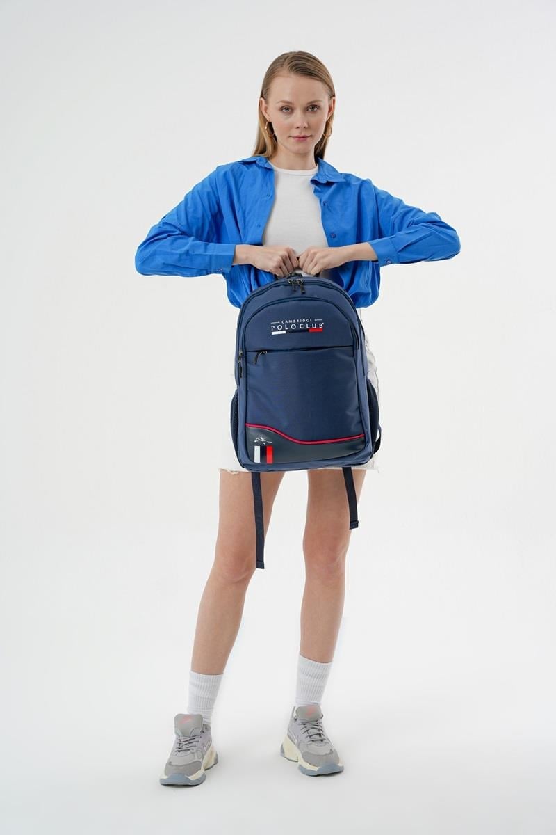 Cambridge Polo Club Unisex Şık Çok Gözlü Günlük Sırt Çantası - Okul Çantası Lacivert