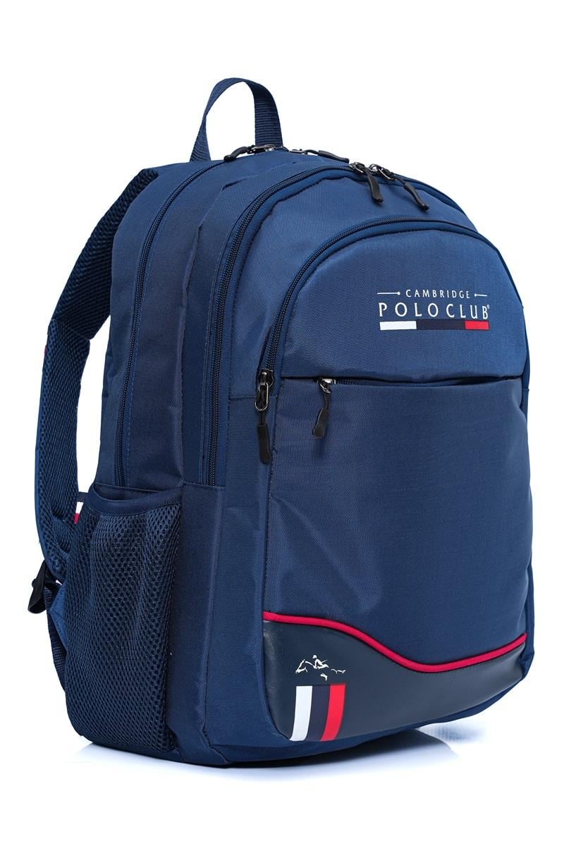 Cambridge Polo Club Unisex Şık Çok Gözlü Günlük Sırt Çantası - Okul Çantası Lacivert