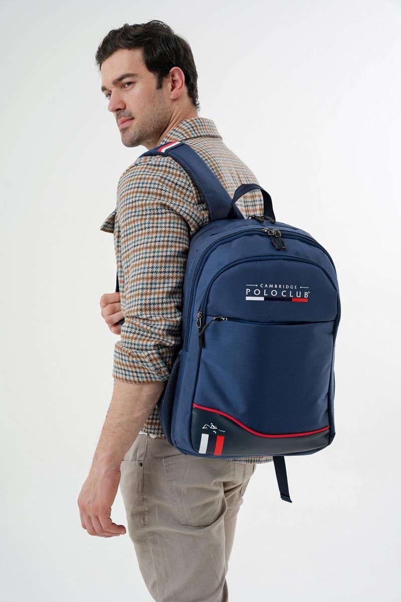 Cambridge Polo Club Unisex Şık Çok Gözlü Günlük Sırt Çantası - Okul Çantası Lacivert
