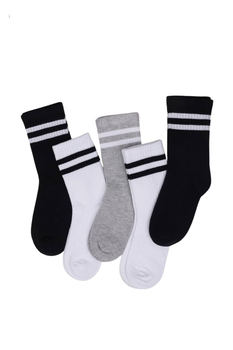 Çocuk Çorap Soket 3 Çift Unisex Beyaz-Siyah-Gri