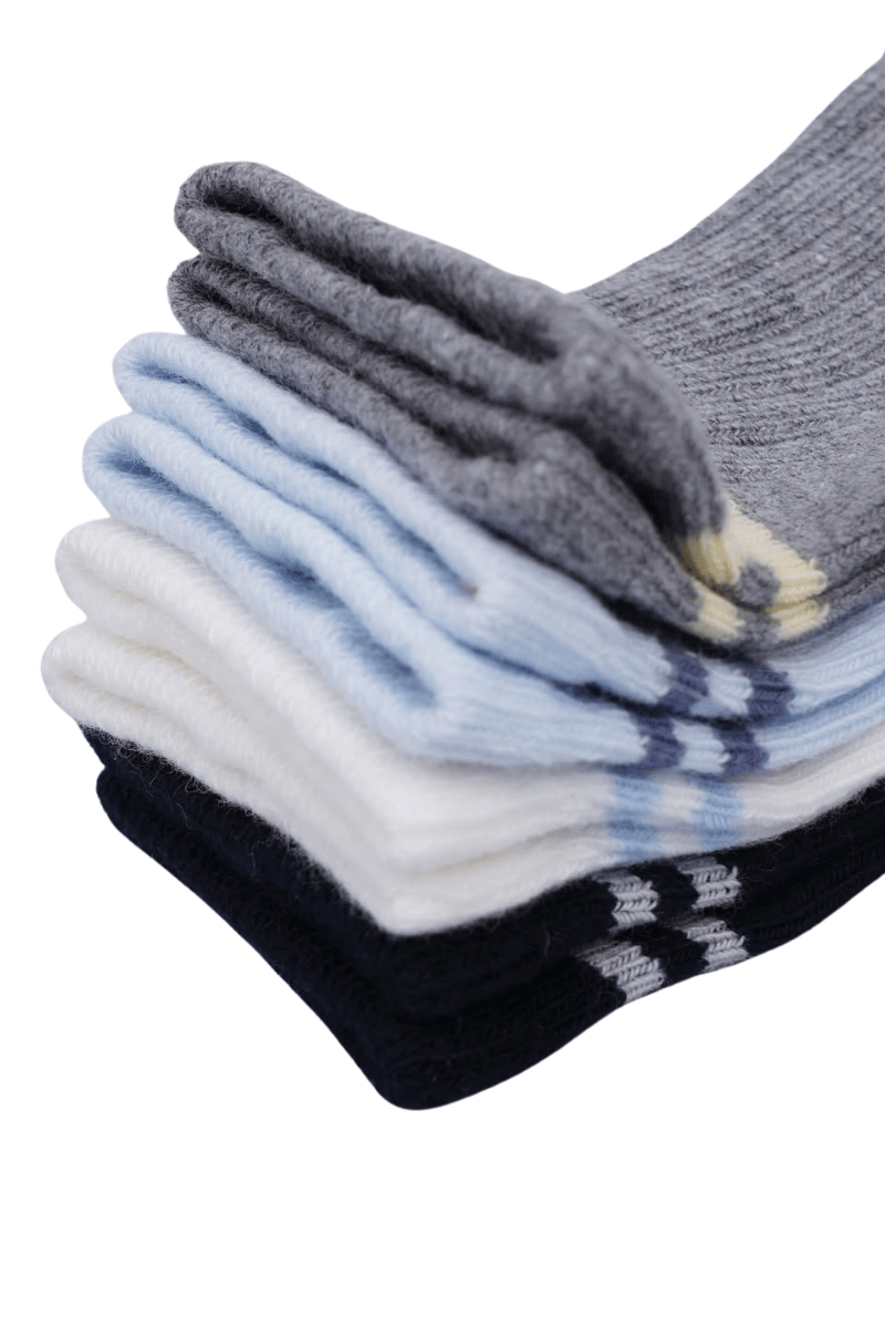 Erkek Bebek Çorap Soket 4 Çift Siyah-Krem-Gri-Mavi