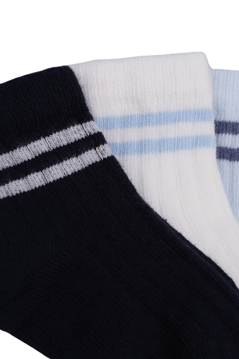 Erkek Bebek Çorap Soket 4 Çift Siyah-Krem-Gri-Mavi