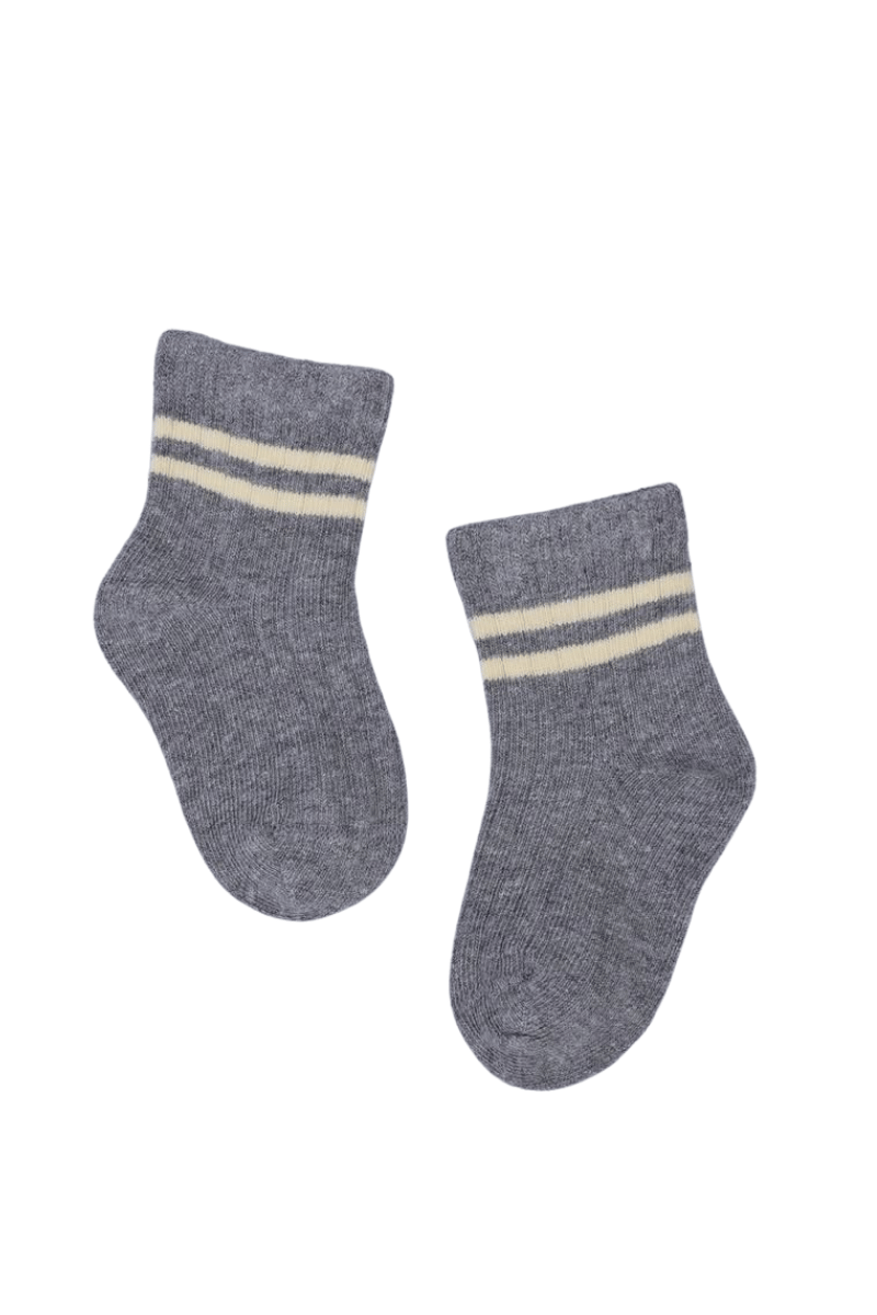 Erkek Bebek Çorap Soket 4 Çift Siyah-Krem-Gri-Mavi