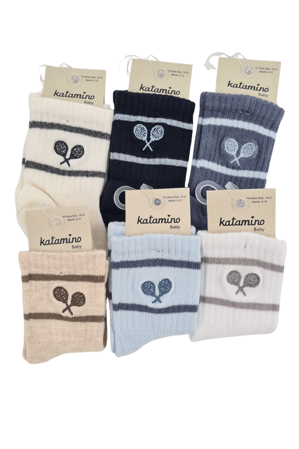 Erkek Bebek Çorap Soket 6 Çift Lacivert-Gri-Beyaz-Kahve-İndigo-Mavi