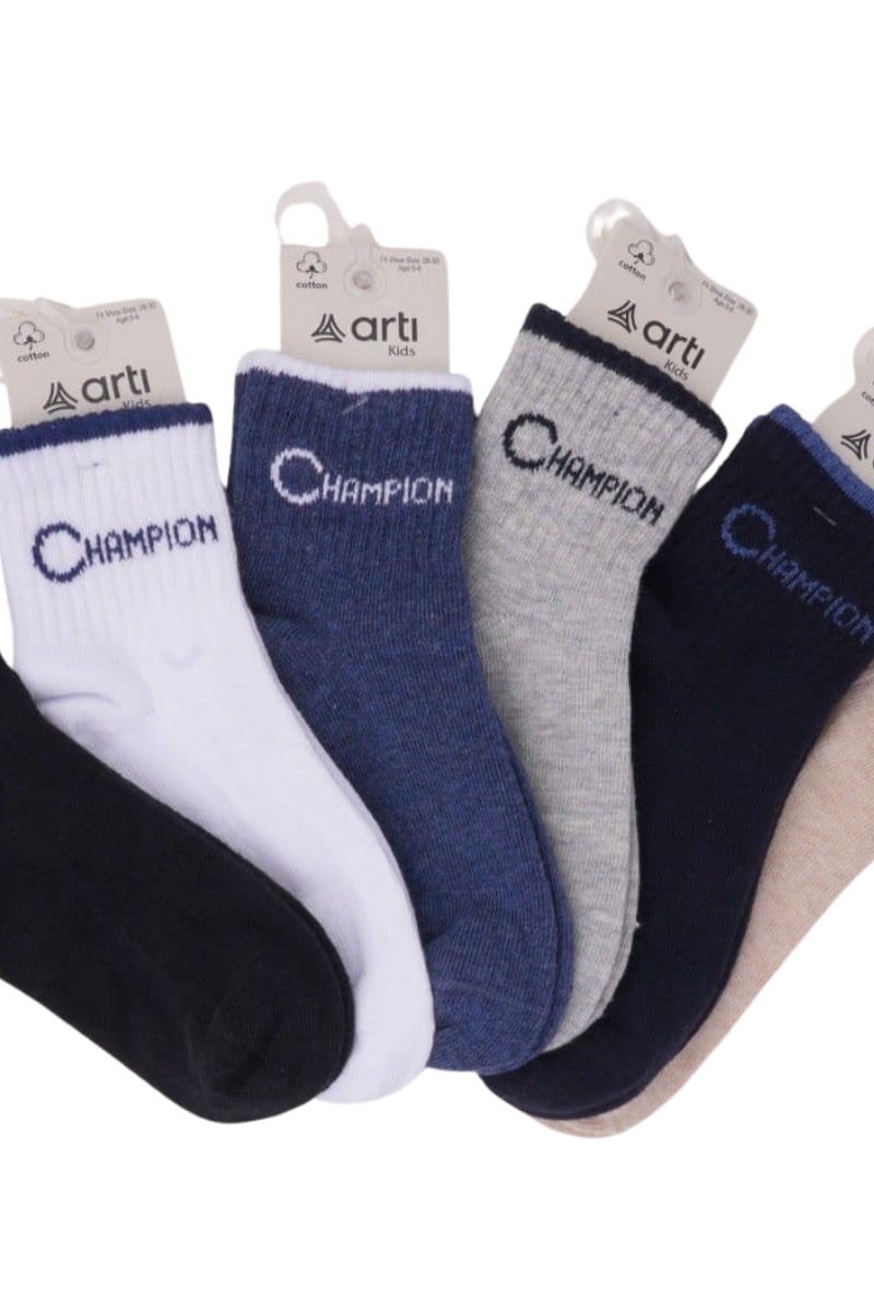 Erkek Çocuk Çorap Soket 6 Çift Siyah-Lacivert-Gri-Beyaz-Kahve-Mavi