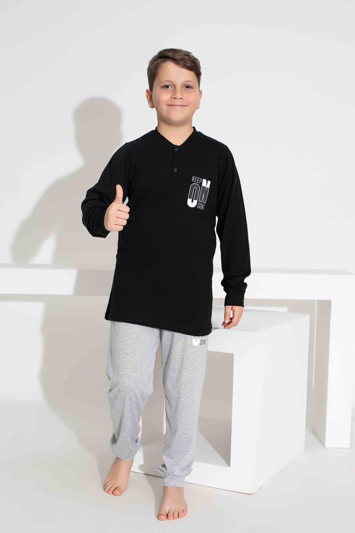 Erkek Çocuk Desenli Uzun Kollu Pijama Takımı