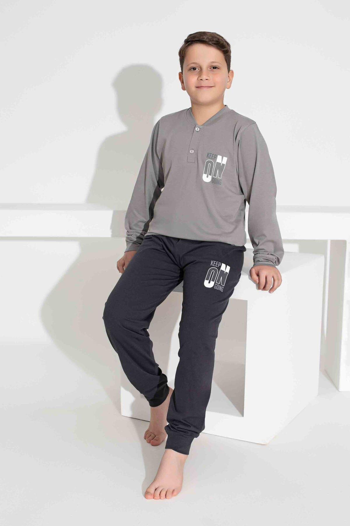 Erkek Çocuk Desenli Uzun Kollu Pijama Takımı