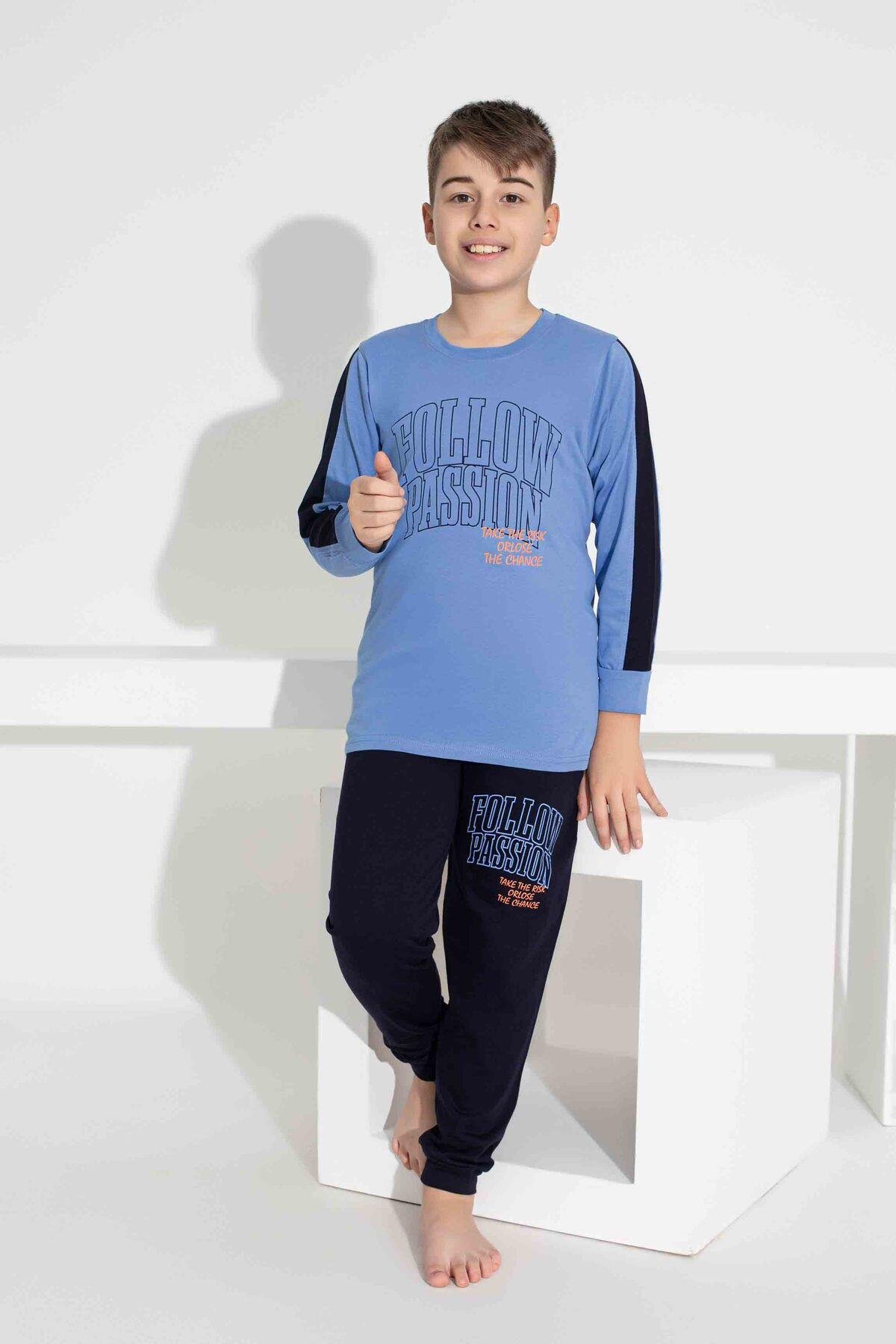 Erkek Çocuk Desenli Uzun Kollu Pijama Takımı