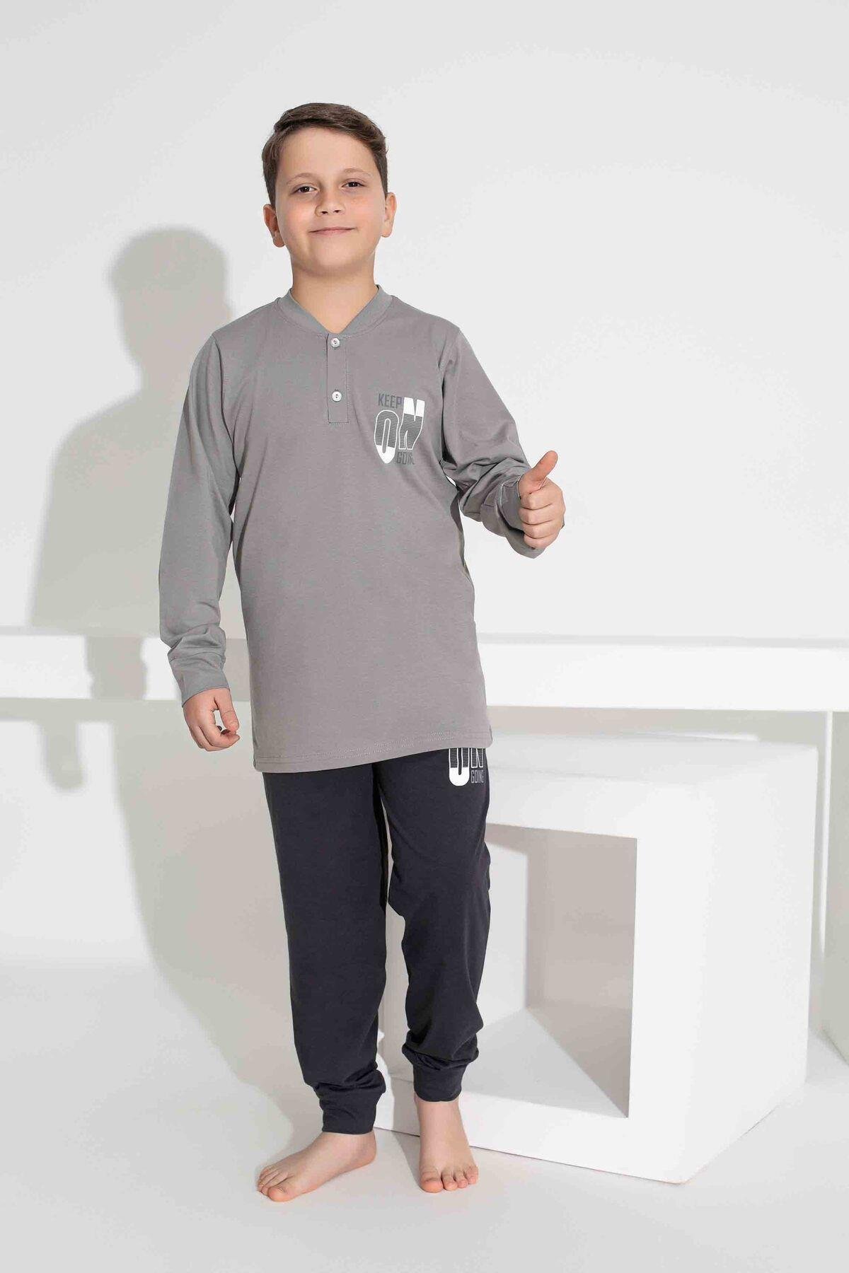 Erkek Çocuk Desenli Uzun Kollu Pijama Takımı