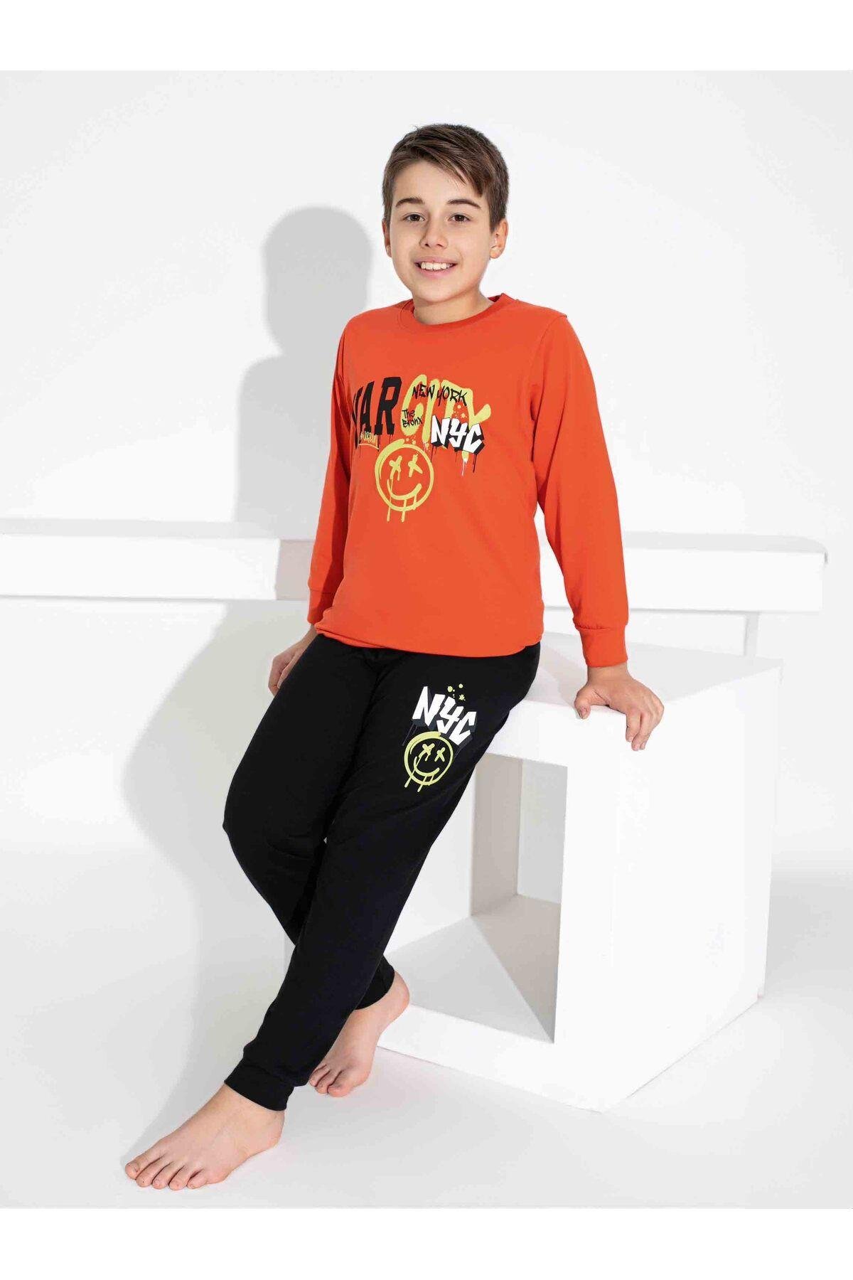 Erkek Çocuk Desenli Uzun Kollu Pijama Takımı