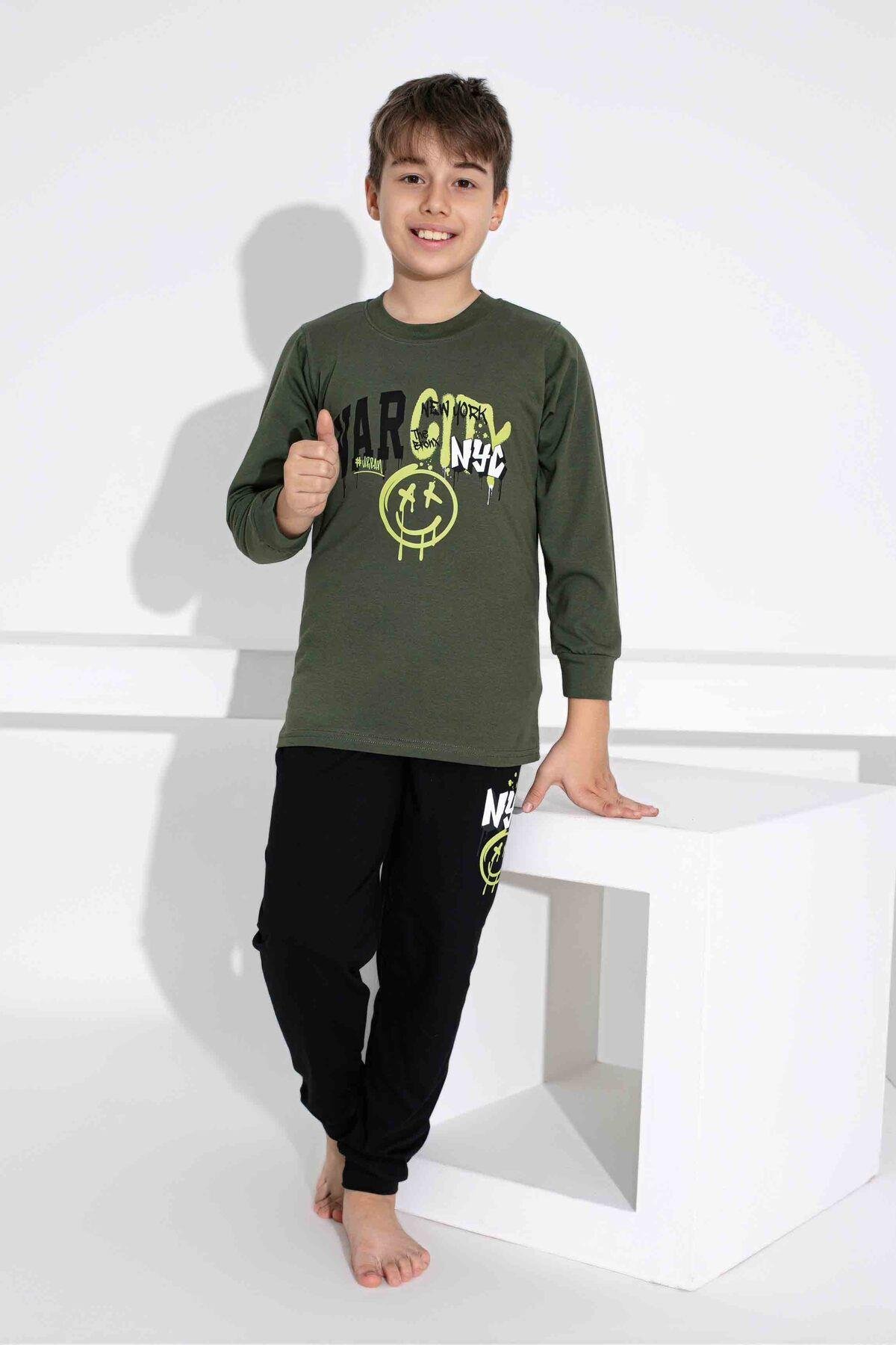 Erkek Çocuk Desenli Uzun Kollu Pijama Takımı