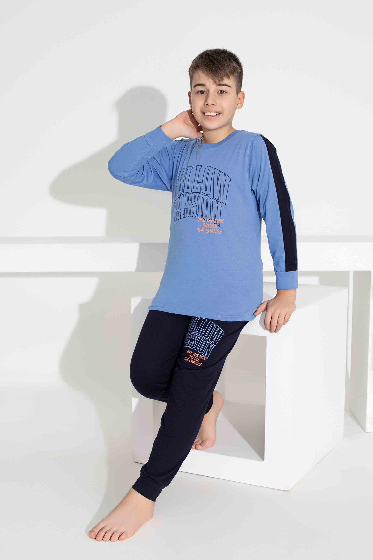Erkek Çocuk Desenli Uzun Kollu Pijama Takımı