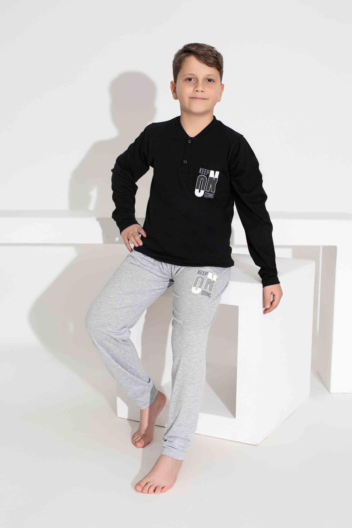 Erkek Çocuk Desenli Uzun Kollu Pijama Takımı