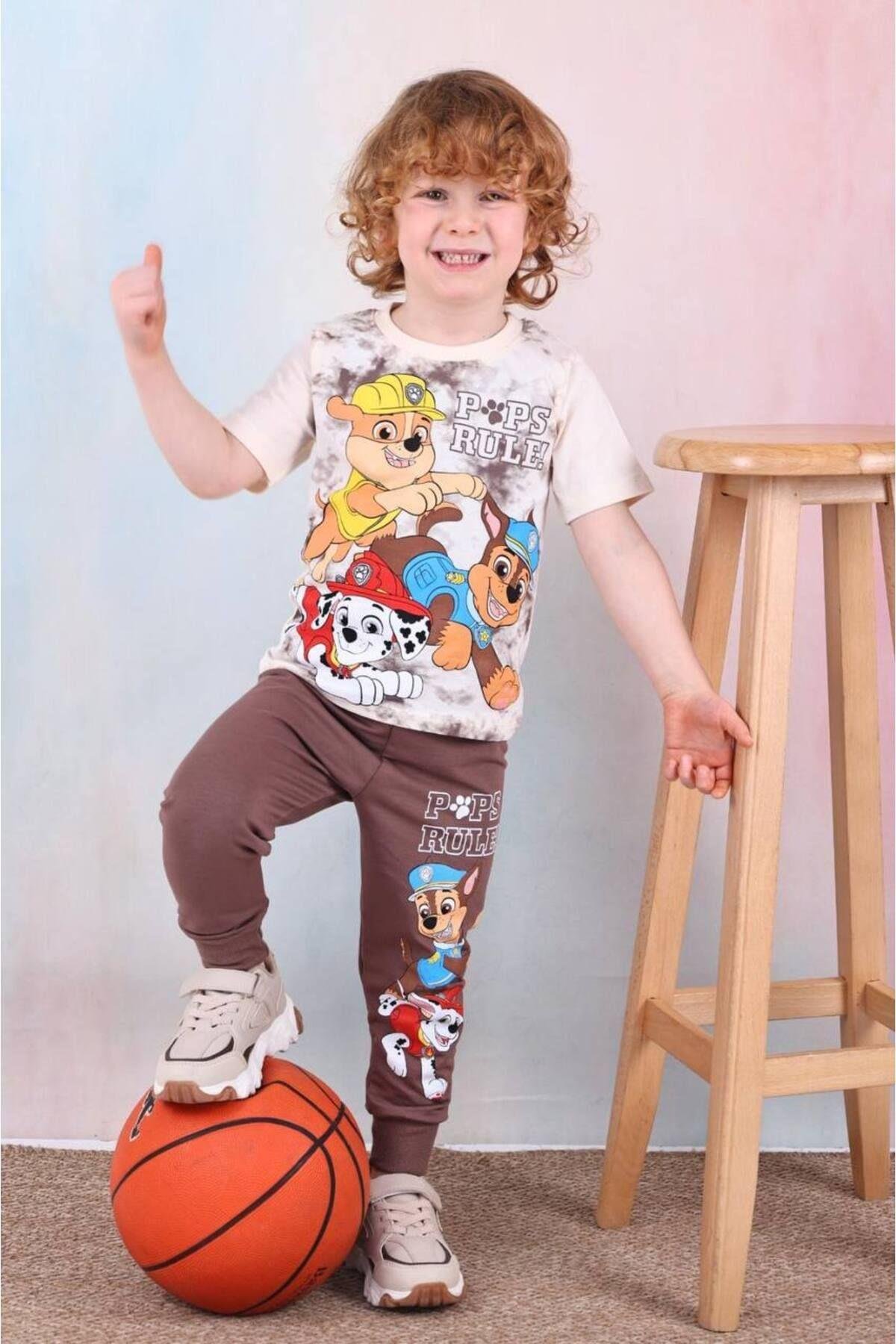 Erkek Çocuk Paw Petroll Desenli Kısa Kollu Tshırt Eşofman 2'Li Takım