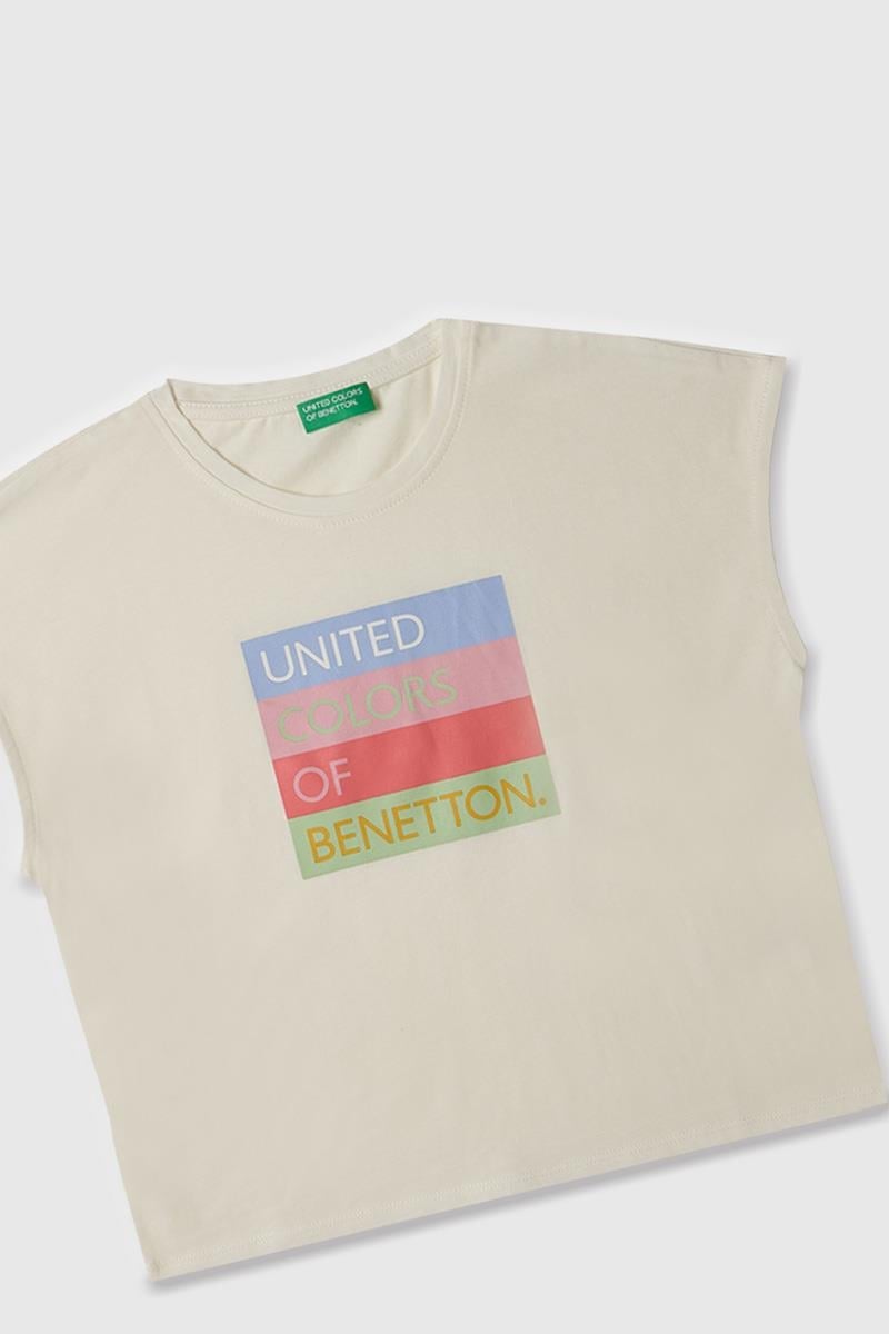 Kız Çocuk BNT-G21766 Benetton Tshirt BEYAZ