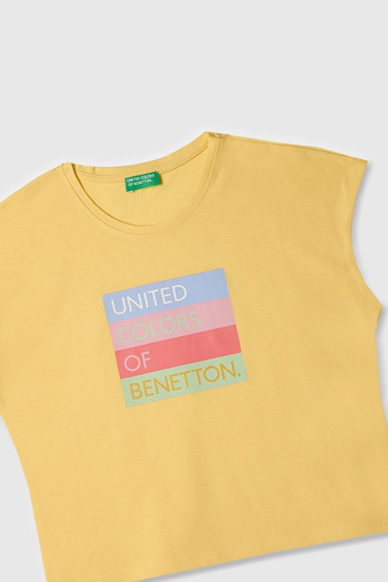 Kız Çocuk BNT-G21766 Benetton Tshirt SARI